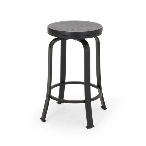Modern Industrial Counter Stool Set with Swivel Function in Black Wood and Metal, 24.25 Inches Default -DTYStore
