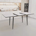 Modern Industrial Expandable Dining Table 47' to 63' with Marble Pattern MDF Top and Black Metal Legs, Default -DTYStore