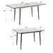 Modern Industrial Expandable Dining Table 47' to 63' with Marble Pattern MDF Top and Black Metal Legs, Default -DTYStore