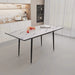 Modern Industrial Expandable Dining Table 47' to 63' with Marble Pattern MDF Top and Black Metal Legs, Default -DTYStore