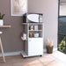 Modern Kitchen Cart 39' H, Single Door Cabinet, Four Wheels, One Side Shelf, White Default -DTYStore