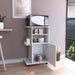 Modern Kitchen Cart 39' H, Single Door Cabinet, Four Wheels, One Side Shelf, White Default -DTYStore