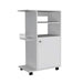 Modern Kitchen Cart 39' H, Single Door Cabinet, Four Wheels, One Side Shelf, White Default -DTYStore