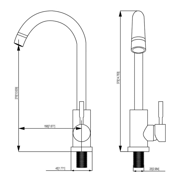 Modern Kitchen Sink Faucet with Single Handle Gold Finish Stainless Steel 14.8'' Height - DTY Store