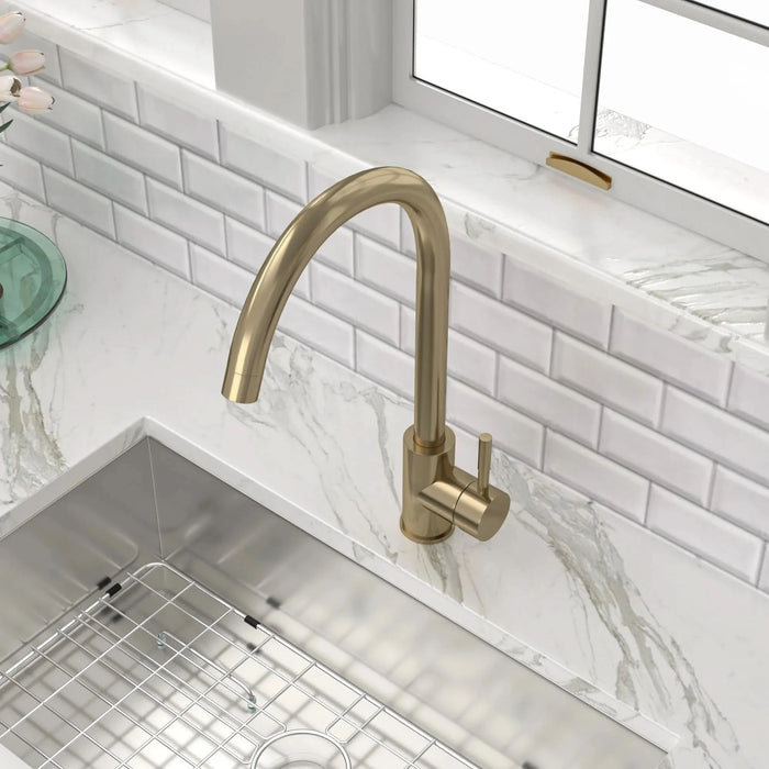 Modern Kitchen Sink Faucet with Single Handle Gold Finish Stainless Steel 14.8'' Height - DTY Store