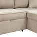 Modern L-Shape 3 Seat Reversible Sectional Couch with Pull Out Sleeper, Storage Chaise & 2 Stools, Cream, Linen Chenille Default -DTYStore