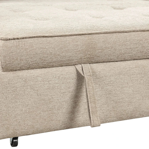 Modern L-Shape 3 Seat Reversible Sectional Couch with Pull Out Sleeper, Storage Chaise & 2 Stools, Cream, Linen Chenille Default -DTYStore