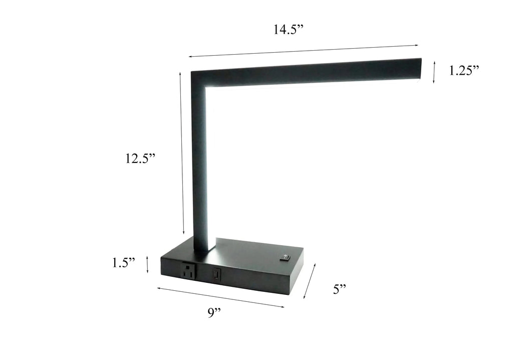 Modern LED Desk Lamp with USB & Power Outlet Default -DTYStore