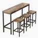 Modern Long Dining Table Set with 3 Stools, Easy Assembly, Natural Finish, MDF and Metal Construction Default -DTYStore
