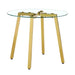 Modern Luxurious Round Tempered Glass Dining Table with Gold 7-Shaped Metal Legs,suitable for family meals, office conferences, or as a casual coffee table for various occasions.36*36*29.5 Default -DTYStore