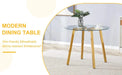 Modern Luxurious Round Tempered Glass Dining Table with Gold 7-Shaped Metal Legs,suitable for family meals, office conferences, or as a casual coffee table for various occasions.36*36*29.5 Default -DTYStore