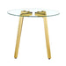 Modern Luxurious Round Tempered Glass Dining Table with Gold 7-Shaped Metal Legs,suitable for family meals, office conferences, or as a casual coffee table for various occasions.36*36*29.5 Default -DTYStore