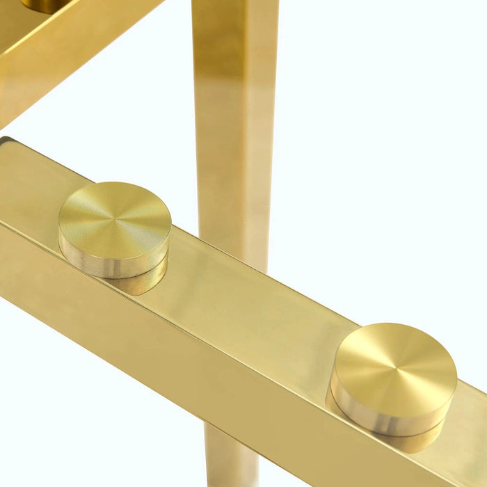 Modern Luxurious Round Tempered Glass Dining Table with Gold 7-Shaped Metal Legs,suitable for family meals, office conferences, or as a casual coffee table for various occasions.36*36*29.5 Default -DTYStore