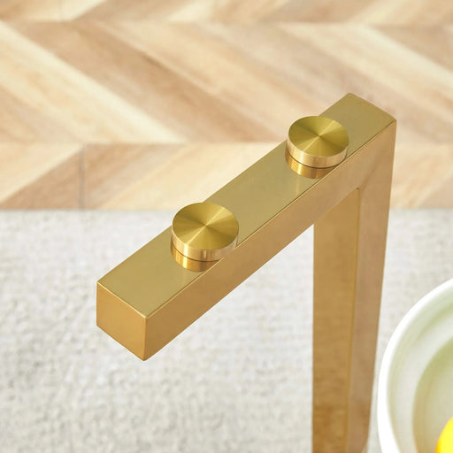 Modern Luxurious Round Tempered Glass Dining Table with Gold 7-Shaped Metal Legs,suitable for family meals, office conferences, or as a casual coffee table for various occasions.47.3*47.3*29.5 Default -DTYStore