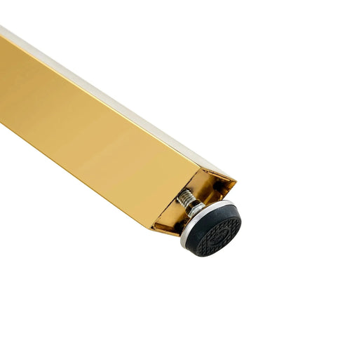 Modern Luxurious Round Tempered Glass Dining Table with Gold 7-Shaped Metal Legs,suitable for family meals, office conferences, or as a casual coffee table for various occasions.47.3*47.3*29.5 Default -DTYStore