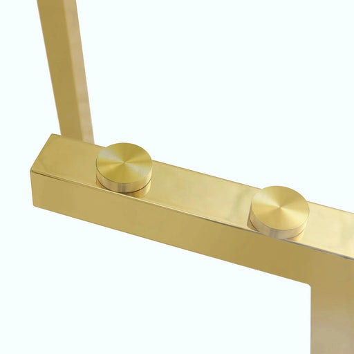 Modern Luxurious Round Tempered Glass Dining Table with Gold 7-Shaped Metal Legs,suitable for family meals, office conferences, or as a casual coffee table for various occasions.47.3*47.3*29.5 Default -DTYStore