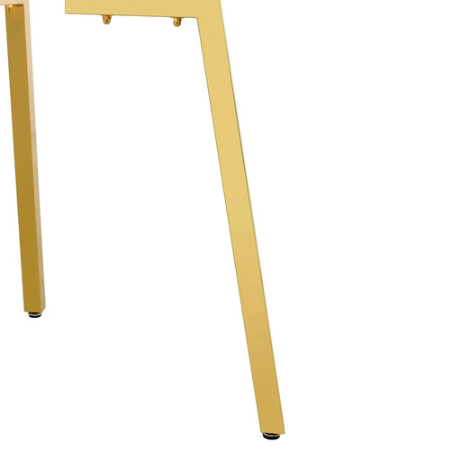 Modern Luxurious Round Tempered Glass Dining Table with Gold 7-Shaped Metal Legs,suitable for family meals, office conferences, or as a casual coffee table for various occasions.47.3*47.3*29.5 Default -DTYStore