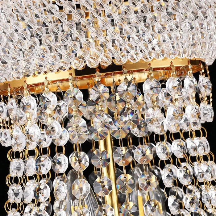 Modern Luxury K9 Crystal French Empire Chandelier Ceiling Light for Dining Room Bedroom 18.90 in Gold -DTYStore