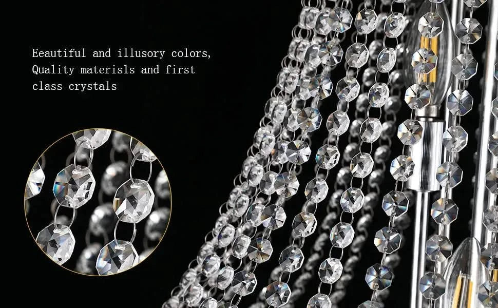 Modern Luxury K9 Crystal French Empire Chandelier Ceiling Light for Dining Room Bedroom 18.90 in Chrome -DTYStore