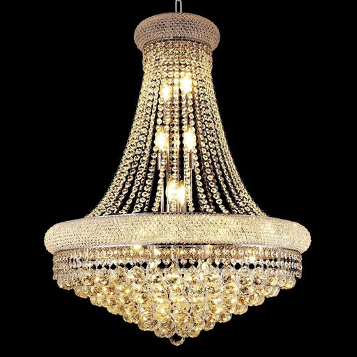 Modern Luxury K9 Crystal French Empire Chandelier Ceiling Light for Dining Room Bedroom 28.00 in Chrome -DTYStore
