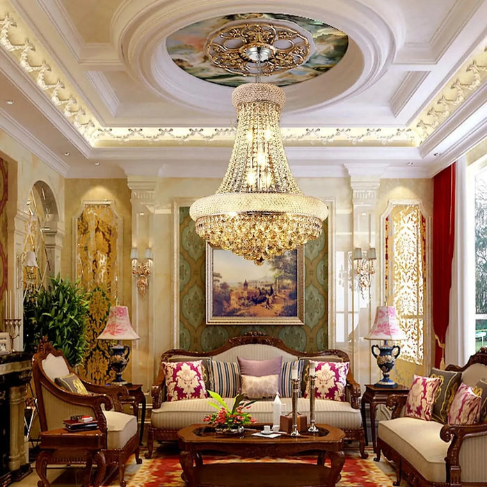 Modern Luxury K9 Crystal French Empire Chandelier Ceiling Light for Dining Room Bedroom 22.05 in Chrome -DTYStore