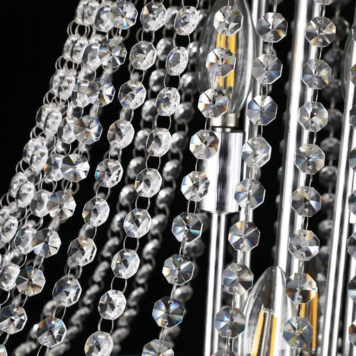 Modern Luxury K9 Crystal French Empire Chandelier Ceiling Light for Dining Room Bedroom 28.00 in Chrome -DTYStore