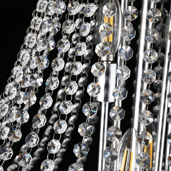 Modern Luxury K9 Crystal French Empire Chandelier Ceiling Light for Dining Room Bedroom 28.00 in Chrome -DTYStore