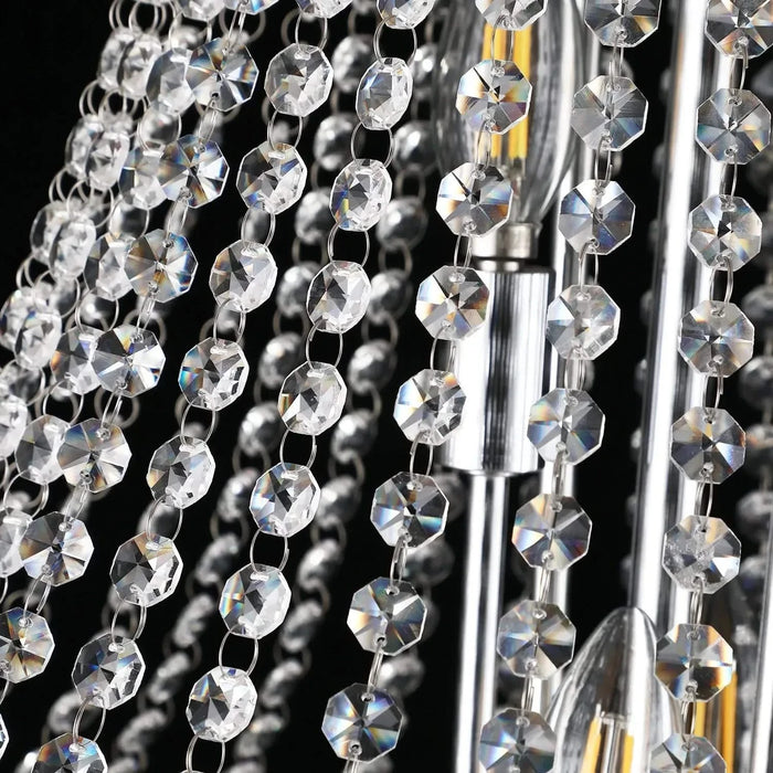 Modern Luxury K9 Crystal French Empire Chandelier Ceiling Light for Dining Room Bedroom 22.05 in Chrome -DTYStore