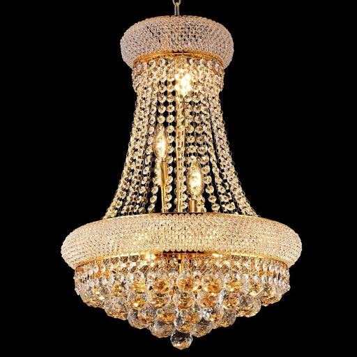 Modern Luxury K9 Crystal French Empire Chandelier Ceiling Light for Dining Room Bedroom 18.90 in Gold -DTYStore