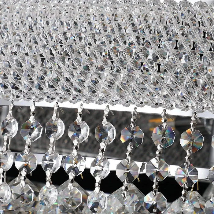 Modern Luxury K9 Crystal French Empire Chandelier Ceiling Light for Dining Room Bedroom 22.05 in Chrome -DTYStore