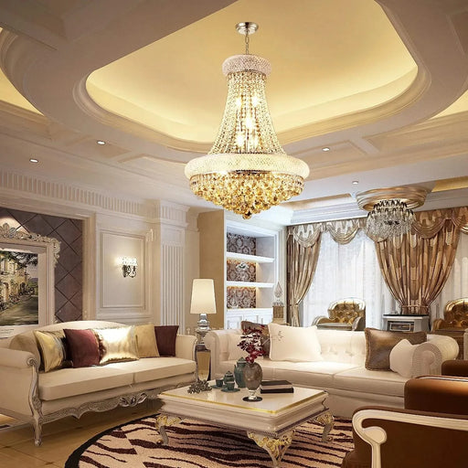 Modern Luxury K9 Crystal French Empire Chandelier Ceiling Light for Dining Room Bedroom 22.05 in Chrome -DTYStore