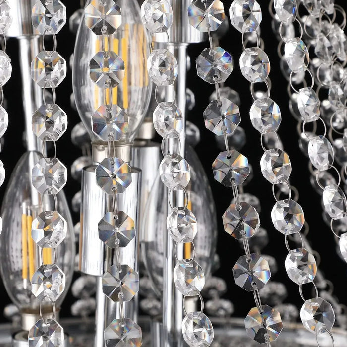 Modern Luxury K9 Crystal French Empire Chandelier Ceiling Light for Dining Room Bedroom 18.90 in Chrome -DTYStore