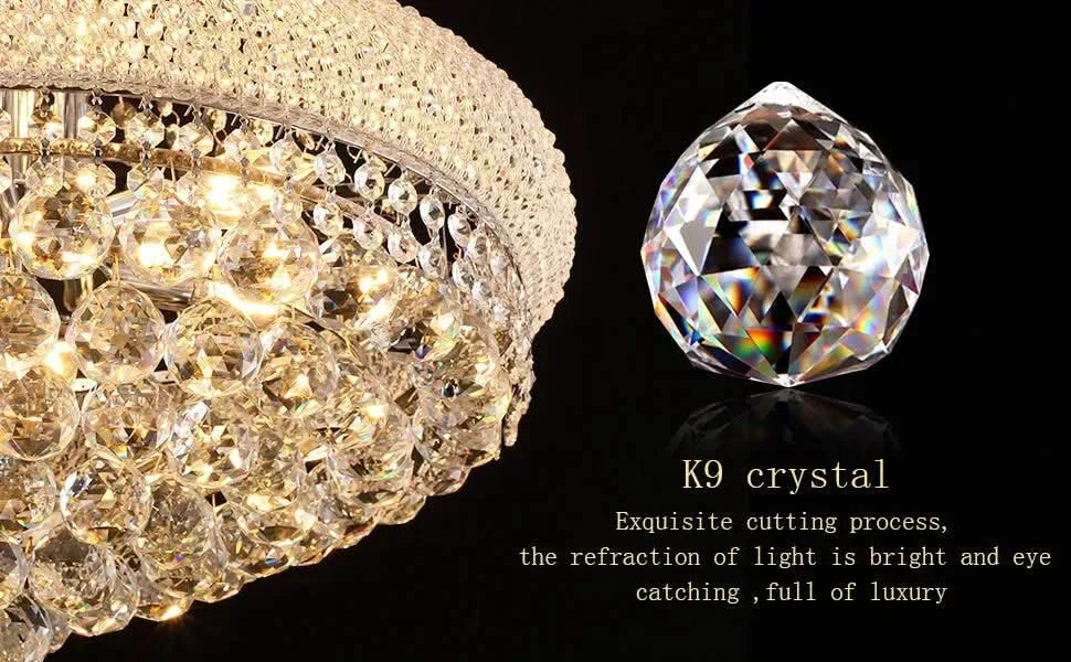 Modern Luxury K9 Crystal French Empire Chandelier Ceiling Light for Dining Room Bedroom 18.90 in Chrome -DTYStore