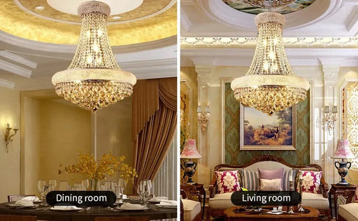Modern Luxury K9 Crystal French Empire Chandelier Ceiling Light for Dining Room Bedroom 22.05 in Chrome -DTYStore