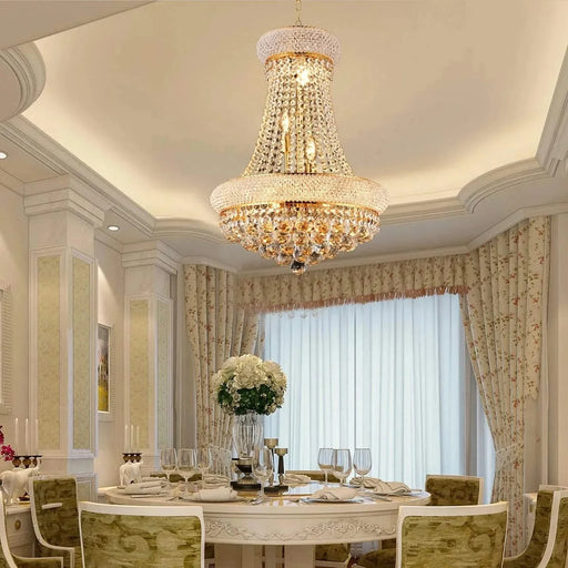 Modern Luxury K9 Crystal French Empire Chandelier Ceiling Light for Dining Room Bedroom 18.90 in Gold -DTYStore