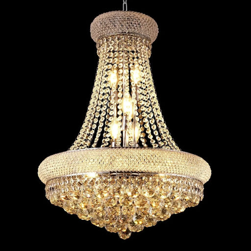 Modern Luxury K9 Crystal French Empire Chandelier Ceiling Light for Dining Room Bedroom 22.05 in Chrome -DTYStore