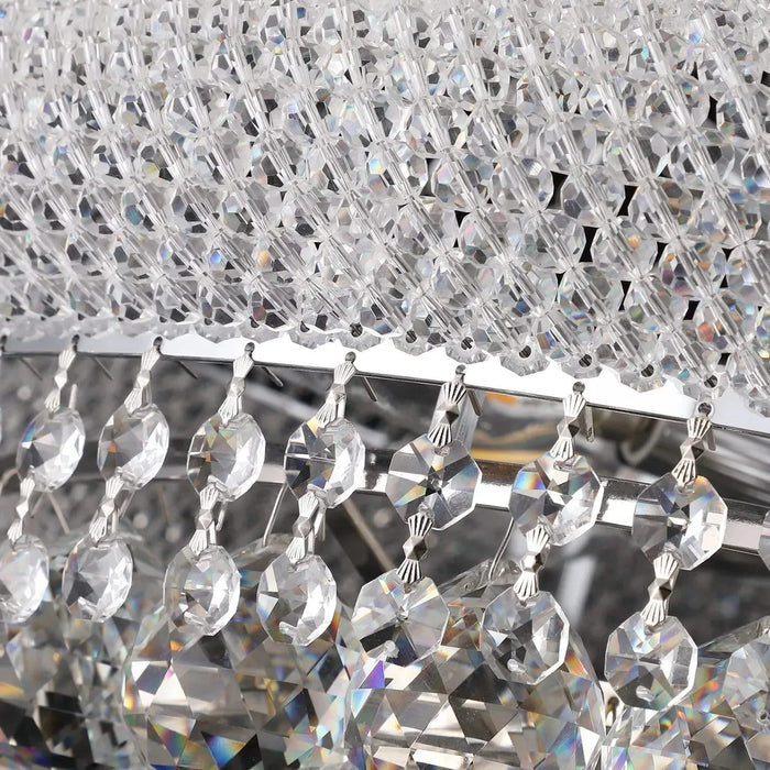 Modern Luxury K9 Crystal French Empire Chandelier Ceiling Light for Dining Room Bedroom 18.90 in Chrome -DTYStore