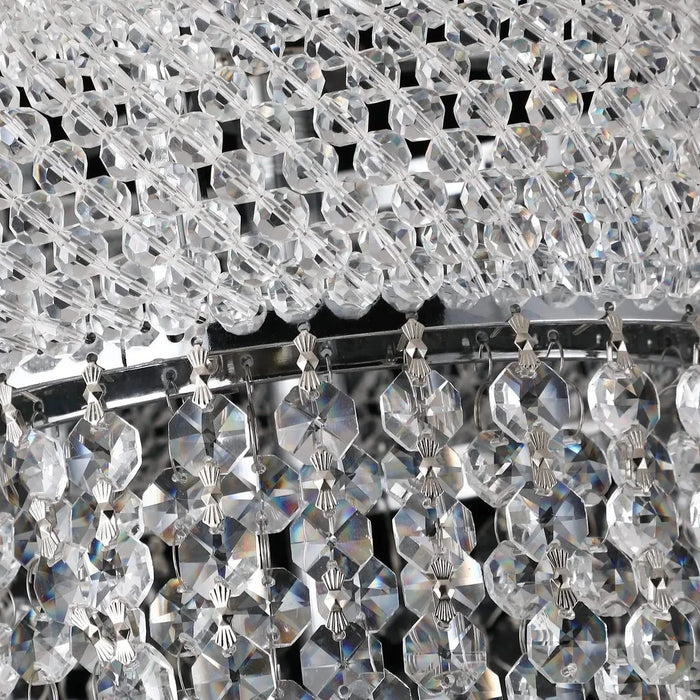 Modern Luxury K9 Crystal French Empire Chandelier Ceiling Light for Dining Room Bedroom 28.00 in Chrome -DTYStore