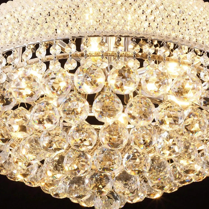 Modern Luxury K9 Crystal French Empire Chandelier Ceiling Light for Dining Room Bedroom 18.90 in Chrome -DTYStore