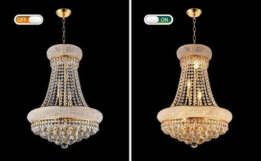 Modern Luxury K9 Crystal French Empire Chandelier Ceiling Light for Dining Room Bedroom 18.90 in Gold -DTYStore