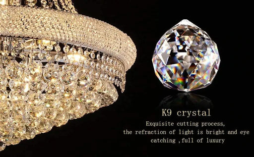 Modern Luxury K9 Crystal French Empire Chandelier Ceiling Light for Dining Room Bedroom 28.00 in Chrome -DTYStore