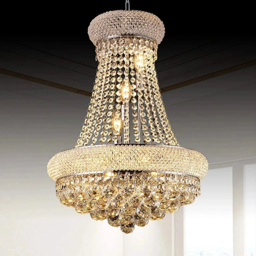 Modern Luxury K9 Crystal French Empire Chandelier Ceiling Light for Dining Room Bedroom 18.90 in Chrome -DTYStore