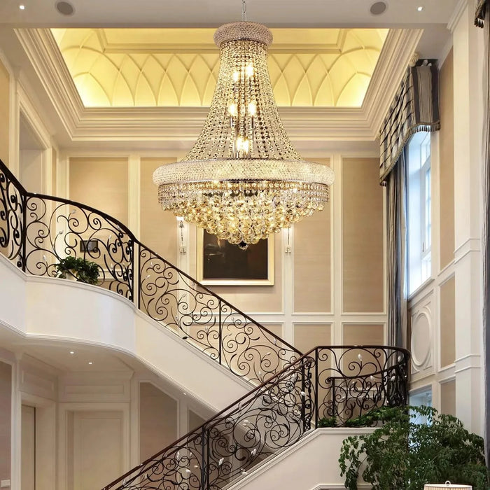 Modern Luxury K9 Crystal French Empire Chandelier Ceiling Light for Dining Room Bedroom 28.00 in Chrome -DTYStore