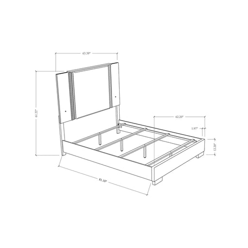 Modern MOON Smooth White Queen 5PC Bedroom Set with LED Accent Lighting and Marble Highlights Default -DTYStore