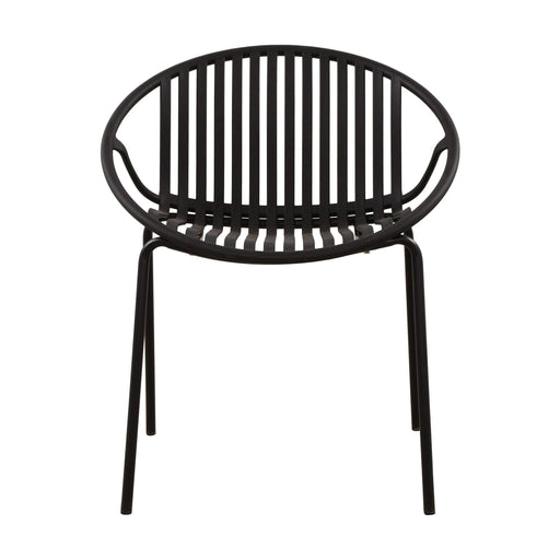 Modern Metal and Polypropylene 7-Piece Outdoor Dining Set with Stackable Chairs, Black Default -DTYStore