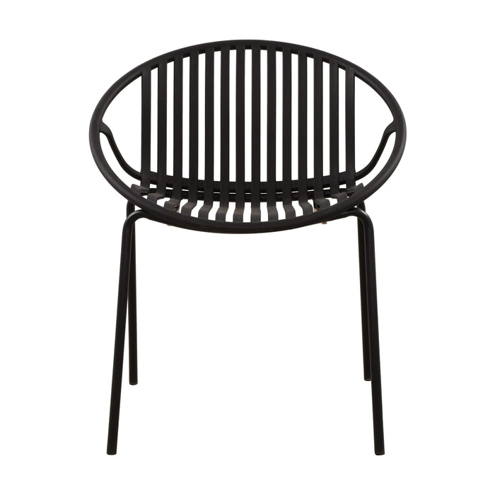 Modern Metal and Polypropylene 7-Piece Outdoor Dining Set with Stackable Chairs, Black Default -DTYStore