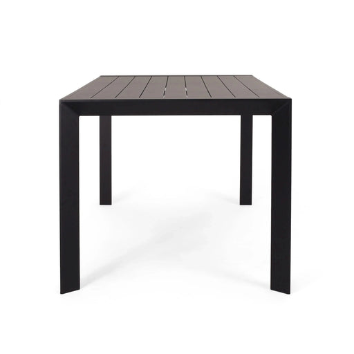 Modern Metal and Polypropylene 7-Piece Outdoor Dining Set with Stackable Chairs, Black Default -DTYStore