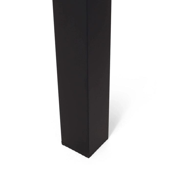 Modern Metal and Polypropylene 7-Piece Outdoor Dining Set with Stackable Chairs, Black Default -DTYStore