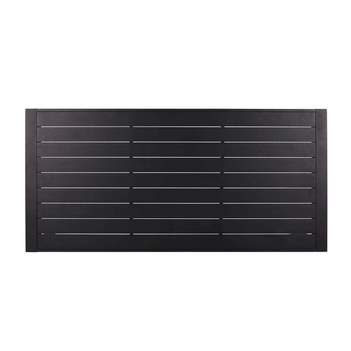 Modern Metal and Polypropylene 7-Piece Outdoor Dining Set with Stackable Chairs, Black Default -DTYStore