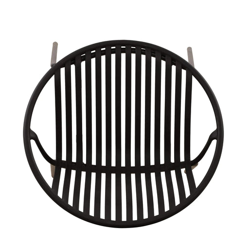 Modern Metal and Polypropylene 7-Piece Outdoor Dining Set with Stackable Chairs, Black Default -DTYStore